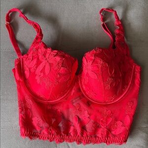 Victoria's Secret Very Sexy Red Floral Lace Bra, 32DD, NWOT